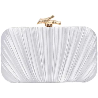 XINGSHUNFU Damen Clutch Geldbörse Abendtasche Crossbody Schulter Plissee Clutch Tasche für Hochzeit, Party, Abschlussball mit abnehmbarer Kette (Silber)