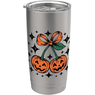 Kürbis Kirschen Schleife Halloween Kokette Herbst Retro Herbst Doppelwandiger Edelstahl-Thermobecher