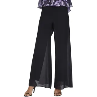 Alex Evenings Damen Wide Leg Chiffon Dress Pant for Mother of The Bride, Elegant Party Outfit (Petite and Regular Sizes) Klassische Hose, Schwarzes Overlay, M