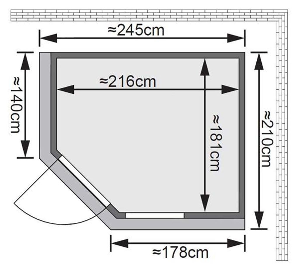 Bild von Sauna Fiona 3 mit Ofen 9 kW integr. Steuerung