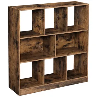 Hansiro Bücherregal Würfelregal , Braun , Holzwerkstoff , 30x100x97.5 cm , Wohnzimmer, Regale, Bücherregale