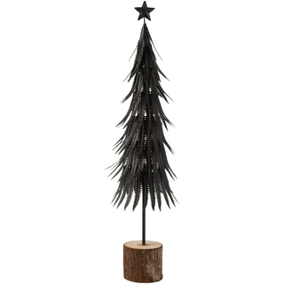 J-LINE - Weihnachtsbaum, Metall, Pailletten, Schwarz, Groß