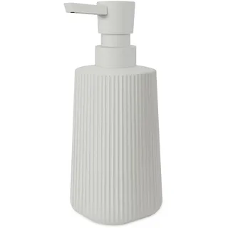 HMJIA Seifenspender Glas Spülmittelspender mit Geriffelt-Design 250ml Seifenspender Küche mit Pumpspender für Arbeitsplatten für Badezimmer und Küchenspülen (1, Beige)