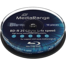 Bild BD-R 25GB 6-Fache Schreibgeschwindigkeit, 10er Cakebox, MR499, Cake 10 x), Optischer Datenträger