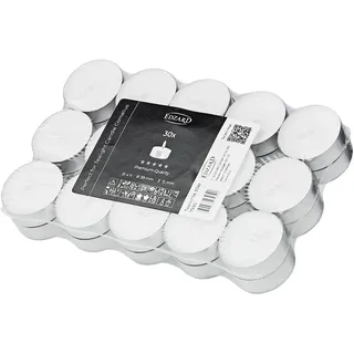 EDZARD 30 Stück Teelichter weiß, Premium Wachs, Alu-Cup, Durchmesser 39 mm, ohne Duft, Brenndauer 4 Stunden