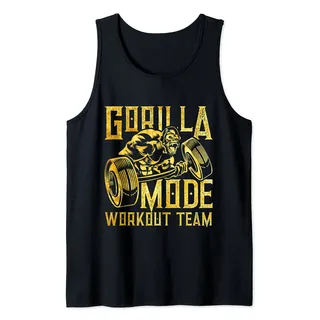 Gorilla Mode Workout Team Hantel Beast Gym Fitness Gold Tank Top