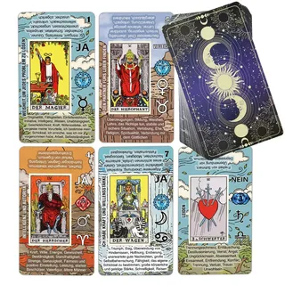 tarotika Tarotkarten Deutsch – Tarot Karten für Anfänger mit Bedeutungen auf den Karten – Ja oder Nein, Astrologie, Planeten und Chakren – Kein Handbuch erforderlich (Deutsch)
