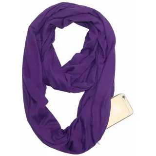 SHTGOI Unendlichkeitsschal Einfarbiger Schal mit Versteckter Reißverschlusstasche Leichter Reiseschal Infinity Kreis-Schal Baumwolle Bandanas Weiche Schlauchschal für Damen und Mädchen Lila