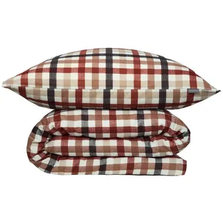 SCHIESSER Bettwäsche »James aus weichem Baumwollflanell mit traditionellen Karos« 2 Stk. tlg. Made in Green, braun