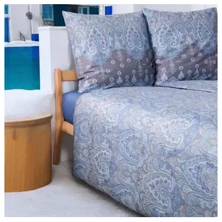 BASSETTI ISOLABELLA Bettwäsche + 1 Kissenhülle aus 100% Baumwollsatin in der Farbe AZURBLAU C1, Maße: 135x200 + 1 K 80x80 cm - 9329903