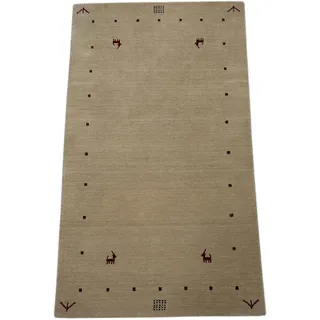 WAWA TEPPICH Handgefertigter orientalischer Gabbeh Teppich aus 100% Wolle Loom Handgewebte 90X160 cm Beige T1