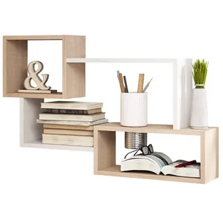 Selsey Kassi - Wandregal/Hängeregal / Bücherregal In Sonoma Eiche/Weiß Matt 54X87Cm