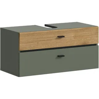 xonox.home Waschbeckenunterschrank Aqua 2 Schubkästen 75 x 35 x 35 cm Grün/Eichefarben