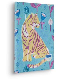 KOMAR Keilrahmenbild im Echtholzrahmen - Vegan Tiger - Größe 30 x 40 cm - Wandbild, Kunstdruck, Wanddekoration, Design, Wohnzimmer, Schlafzimmer