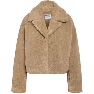 NOISY MAY Damen Übergangsjacke mit Teddyfell-Optik und Reverskragen