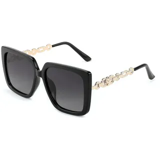 FEISEDY Sonnenbrille Damen Polarisiert Groß Quadratische Brille B0003 | Vintage Mode Luxus Brille, Designer, UV400 Schutz