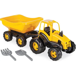 Kinder Traktor, Bauernhof Spielzeug, Traktor mit Anhänger, Spielzeugtraktor für Kinder ab 3 Jahre - Gelb