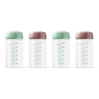 Premium Muttermilch-Aufbewahrungsflaschen aus Glas, 4 Stück, 180 ml, spülmaschinen-, gefrier- und mikrowellengeeignet (Glasflaschen für Muttermilch, 4 x 180 ml)