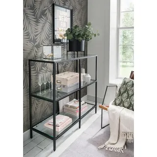 Regal PAROLI, schwarz (schwarz, klarglas), B:100cm H:93cm T:36cm, Metall, Regale, Regal