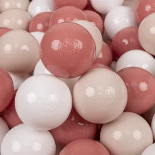 KiddyMoon 700 bälle/7cm kinder bälle spielbälle für bällebad baby einfarbige plastikbälle eu, pastellbeige/lachsfarben/weiß
