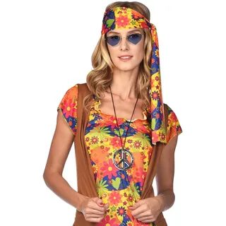 amscan 1960er & 70er Jahre Hippie Herz Brille Kostüm Zubehör