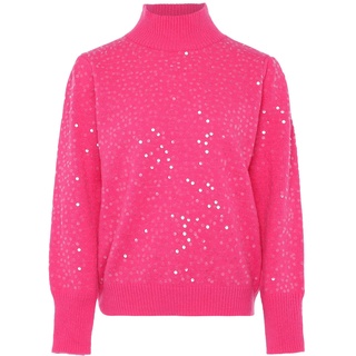 faina Women's Damen Dünnes Strickoberteil mit Stehkragen und Pailletten Polyester PINK Größe XL/XXL Pullover Sweater