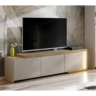 Sideboards & Kommode DASAR F01 RTV Schrank Wohnzimmer (Kaschmir + Natur Grand Eiche) - Creme