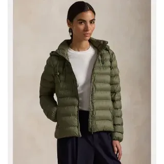 Polo Ralph Lauren für Damen. 211958932007 Grüner Federmantel (L), Lässig, Recyceltes Nylon