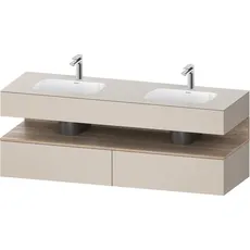 Duravit Qatego Einbauwaschtisch mit Konsolenwaschtischunterbau, 1600x550x600mm, Nische Eiche Mamoriert, Doppelwaschtisch, QA4797055, Farbe: Taupe Matt