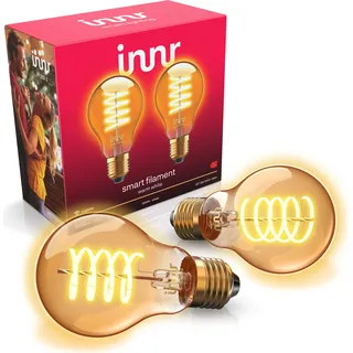 Innr Zigbee E27 LED, funktioniert mit Philips Hue*, smart Filament Lampe warmweiß, 550lm, 2-er Pack