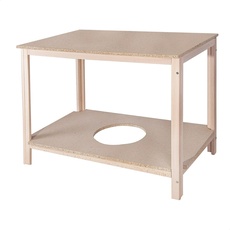 Mueblear 34004 Tisch, rechteckig, Holz, ohne Lackierung, 130 x 75 x 75 cm