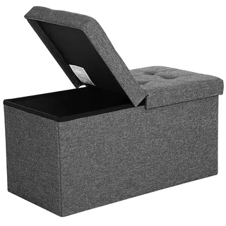 Songmics Sitzbank Truhenbank Schiefergrau 38 x 76 x 38 cm