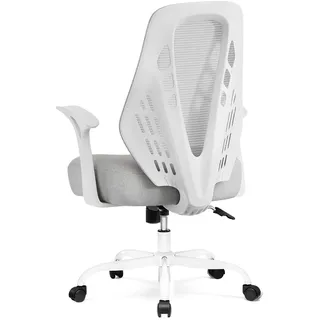 COMHOMA Ergonomischer Bürostuhl Schreibtischstuhl Gamingstuhl, mit Armlehnen, atmungsaktives Mesh, V-förmige Rückenlehne, verstellbar, Wippfunktion, Hochdichter Schaumstoffsitz, leise Rollen, grau