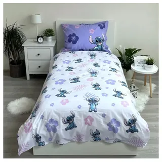 Disney Wendebettwäsche Lilo und Stitch Blumen Lila 140 x 200 cm + 70 x 90 cm