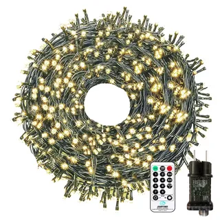 Lichterkette Außen Strom, 30M 300 LED Lichterkette Weihnachtsbaum Warmweiß