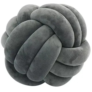 QVQV Knotenkissen, Couchkissen, Sofa Kissen, Knoten-Ball-Kissen, Deko Zierkissen, Geknotetes Kissen für Sofa, Rund Knoten Knoten, Knot Pillow Ball, Grau, 35cm