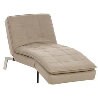 BELIANI Chaiselongue Beige Stoffbezug Gesteppt Verstellbares Kopfteil mit Schlaffunktion Silberne Metallbeine Modernes Design Récamiere Liegesofa - Beige