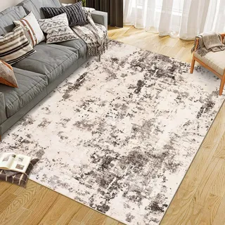 CIBTYHOH Modern Abstraktes Bereich Teppich Wohnzimmer Carpet Flauschiger Kurzflor Teppich Schlafzimmer 160 * 230cm Waschbare Teppiche für Eingangsbereich(Braun)