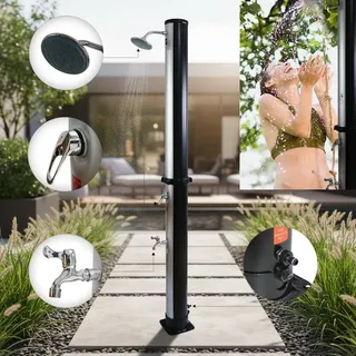 Mucola Solardusche Gartendusche Fußdusche Pooldusche Außendusche Campingdusche Outdoor Dusche Regendusche - Silber 35L - Silber