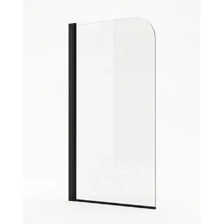Badplaats Badewanne Torino 60 x 140 cm Schwarz - Drehbare Duschtrennwand mit 5 mm ESG Sicherheitsglas, Nano-Beschichtung - Schwarz