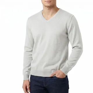 Castle Point Herren Strickpullover 100% Baumwolle – Leichter Pullover Rundhals oder V-Ausschnitt, Baumwoll Pullover Herren, Feinstrick Sweater für Freizeit Arbeit Alltag (Hellgrau, S)