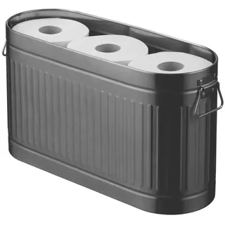 mDesign Ersatzrollenhalter für 6 Rollen Toilettenpapier – geräumiger Klopapierhalter im Retro-Design aus Metall – stilvolle Toilettenpapier Aufbewahrung für das Bad oder Gäste-WC – dunkelgrau