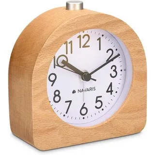 Holzwecker Retro Tischuhr mit Alarm und Snooze Funktion braun - Braun