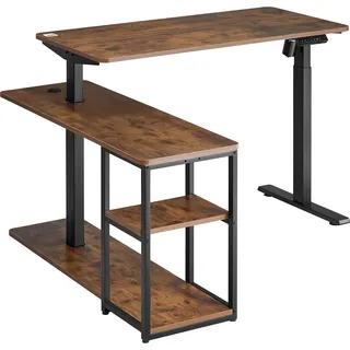 Ergo Office Eckschreibtisch rustikal braun / Schwarz