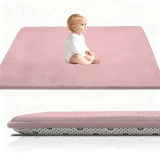 Stqyeiw 3cm Dicke Krabbelmatte Baby, Spielmatte Baby 100 x 200 cm Rosa Teppich für Kinderzimmer mit Memory-Schaum, Rutschfester Unterseite Krabbeldecke, Kinderteppich, spielteppich Kinder