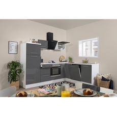 Bild Winkelküche Amanda L-Form E-Geräte 260 x 200 cm grau hochglänzend/weiß