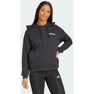 adidas Essentials Linear Full Zip French Terry Hoodie, Black/White, XL
