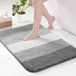 Exclusivo Mezcla Badematte Badteppich Weiche rutschfeste und Saugstarke Mikrofaser Fußmatte, Waschmaschinenfest und Schnelltrocknend für Badezimmer, Dusche und Wohnraum, 40x60 cm, Grau
