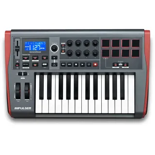 Novation Impulse USB/MIDI-Controller-Keyboard mit 25 Tasten und Buspower – Robuste, sehr reaktionsschnelle Vollformat-Klaviatur mit Aftertouch und anschlagsdynamischen Pads für Mac und Windows.