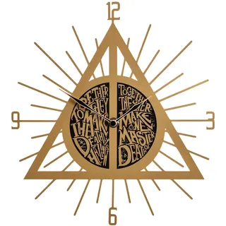 Elbenwald Harry Potter Wanduhr Heiligtümer des Todes Deathly Hallows Symbol 26,5 x 29 x 3,5 cm Gold schwarz